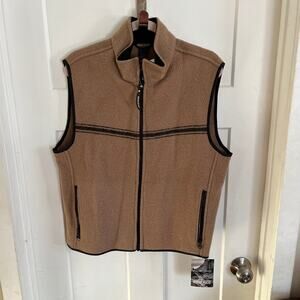 Woolrich Vintage Sherpa Vest 100% Wool Mens M Tan and Black